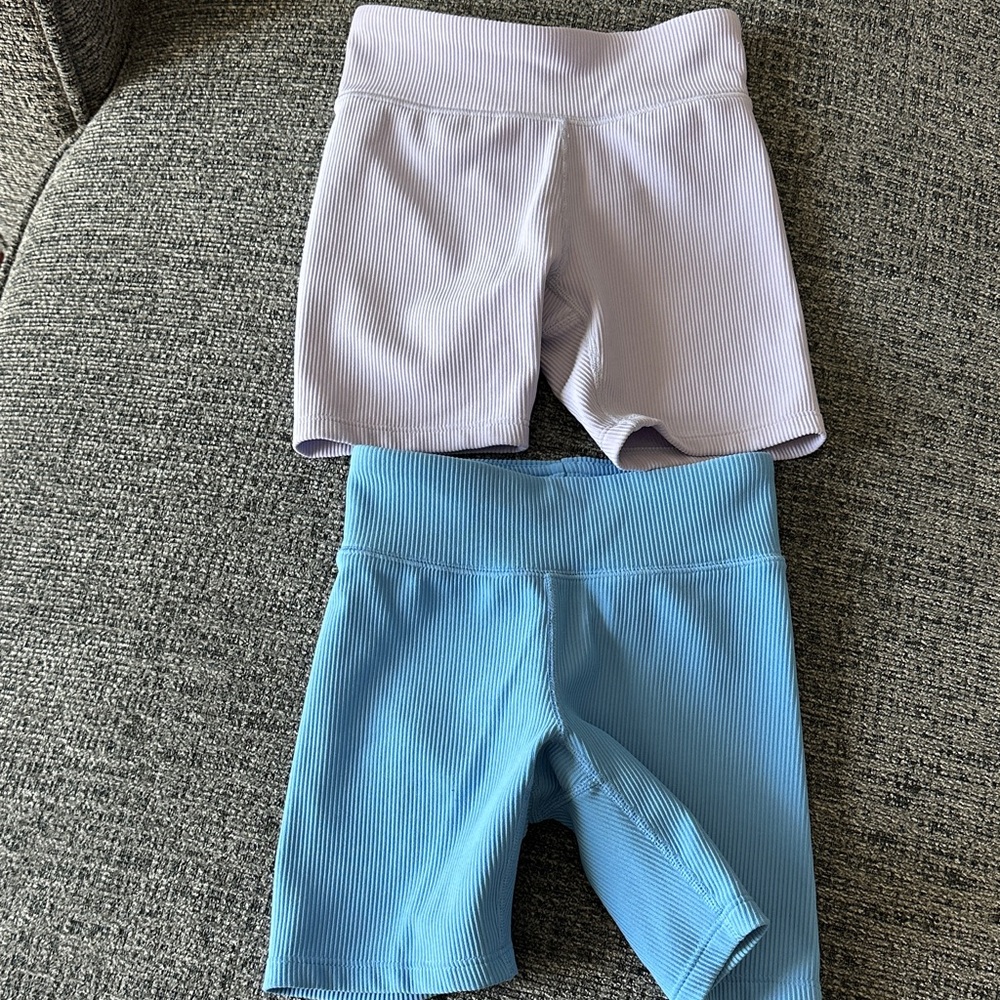 GAP Ribbed High-Waist Biker Shorts — Lavender & Sky Blue